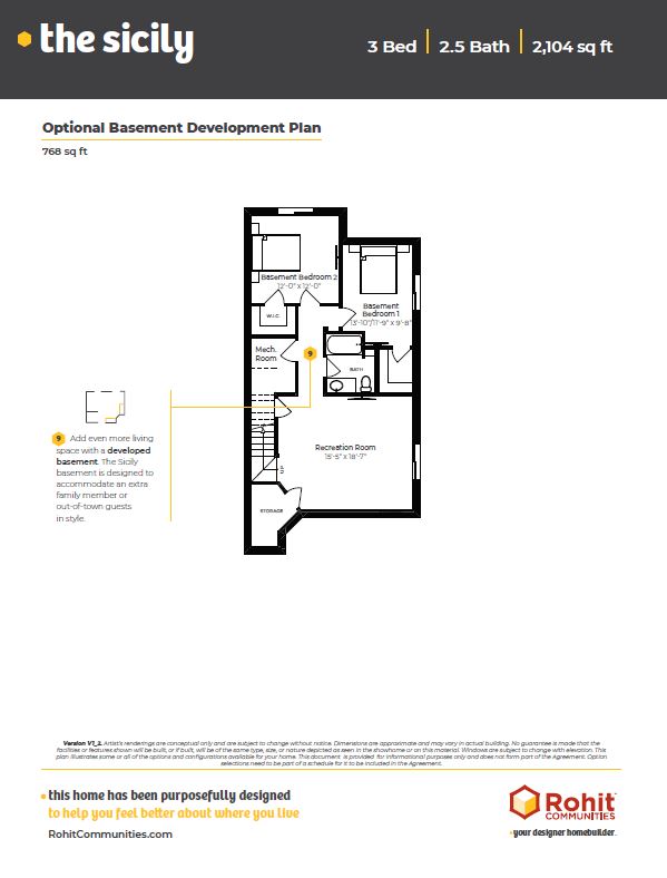 Floor Plan - Optional Basement Development
